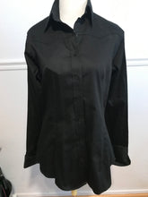 Cotton Sateen Button-Down Western Show Shirt (68310)-Black